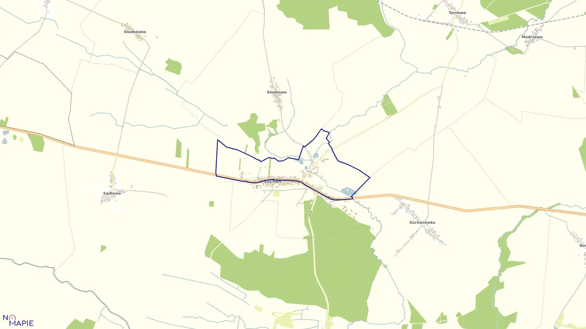 Mapa obrębu 0001 Miasto Suchań w gminie Suchań