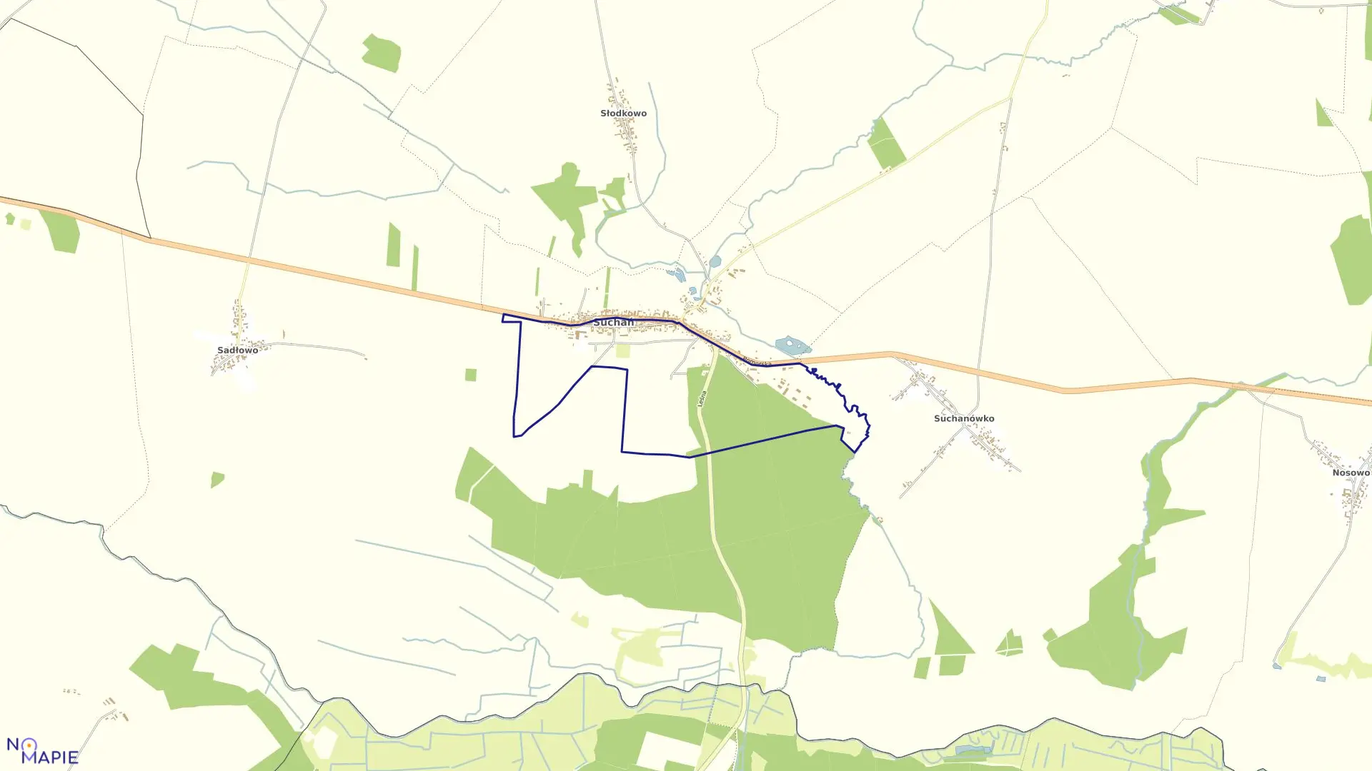 Mapa obrębu 0002 Miasto Suchań w gminie Suchań