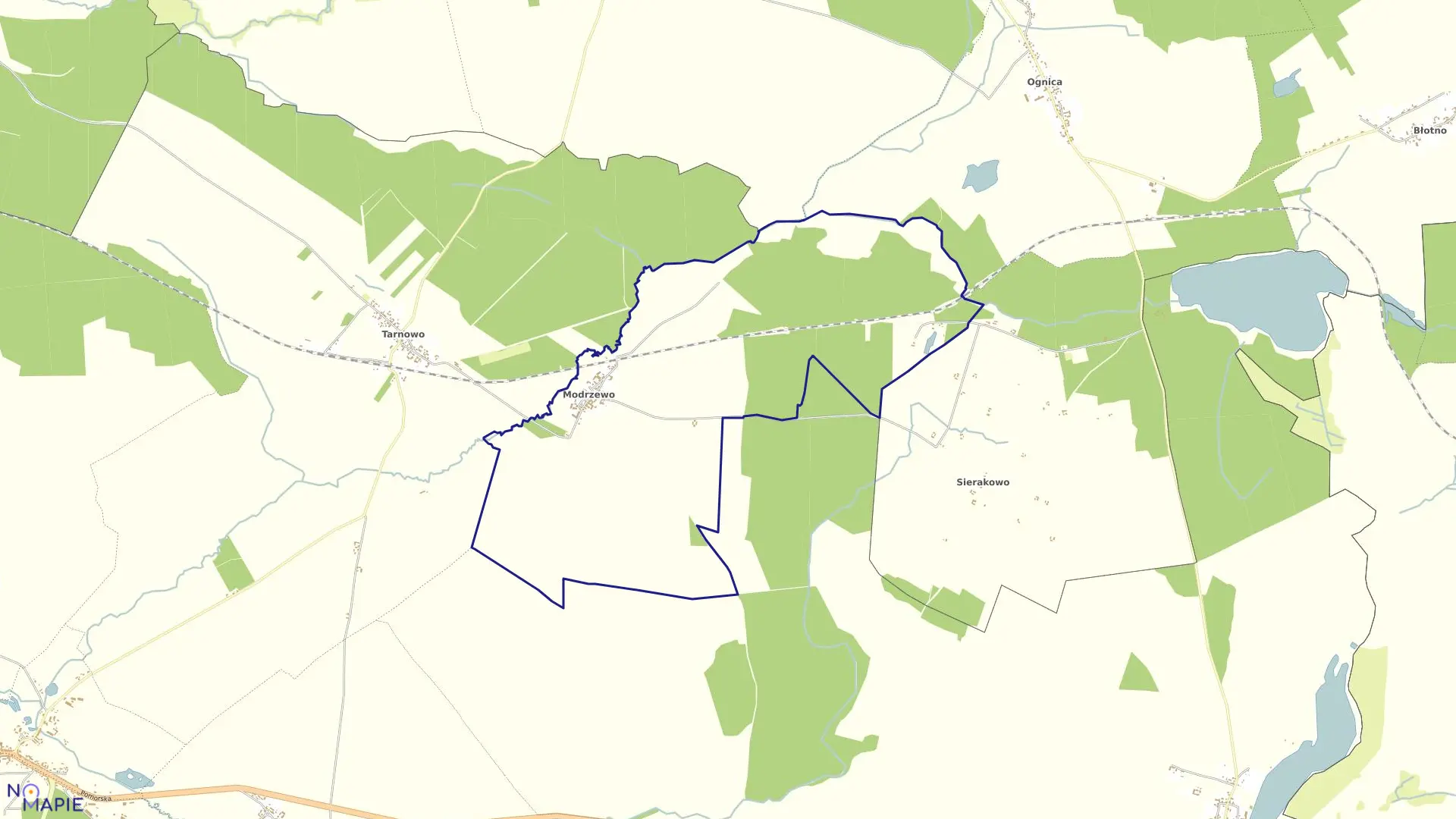 Mapa obrębu Modrzewo w gminie Suchań