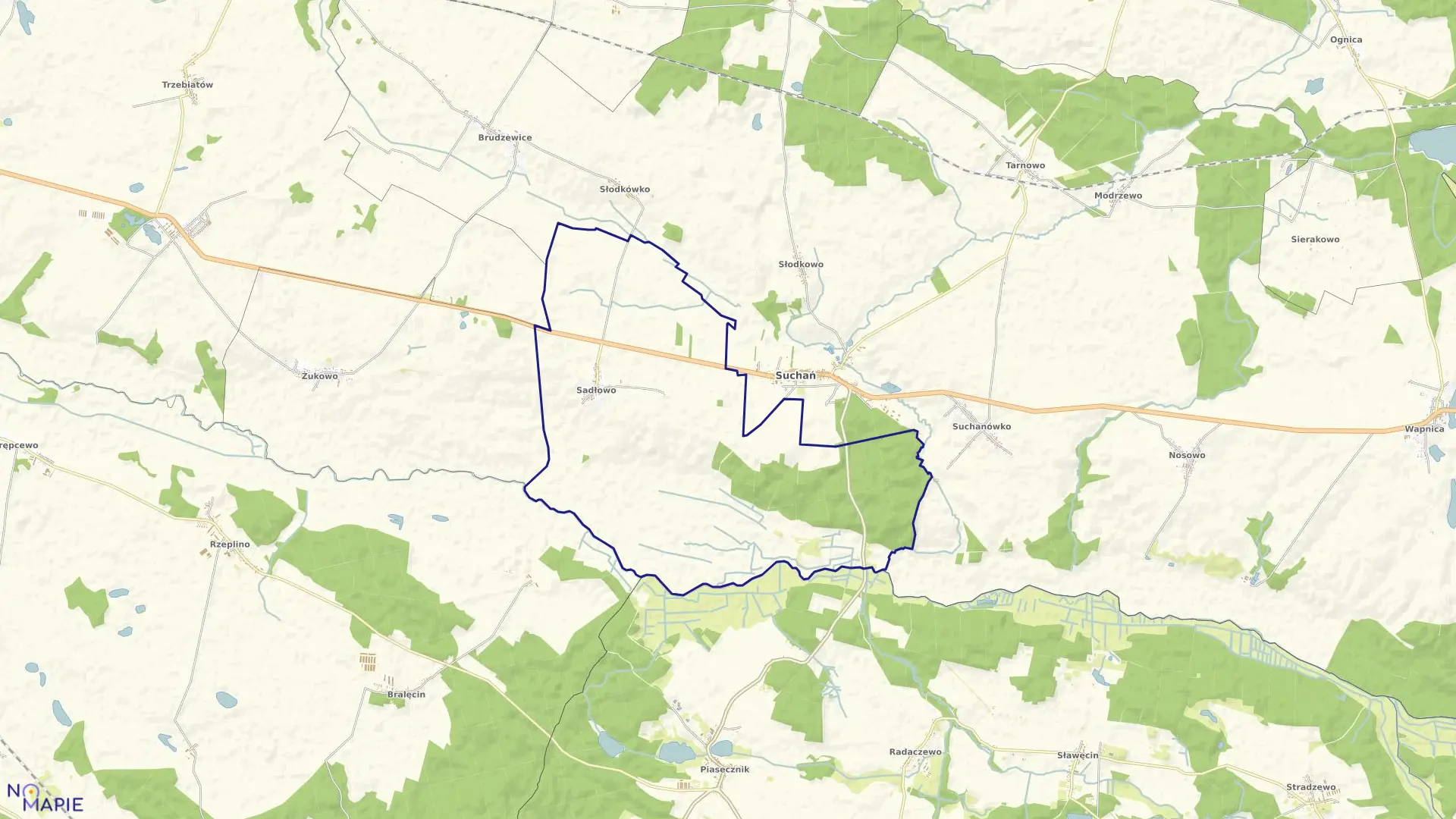 Mapa obrębu Sadłowo w gminie Suchań
