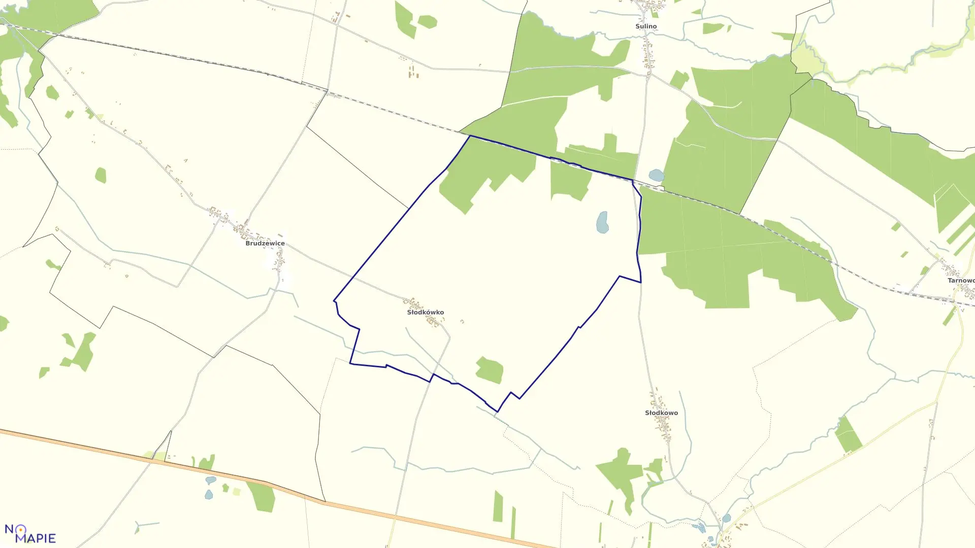 Mapa obrębu Słodkówko w gminie Suchań