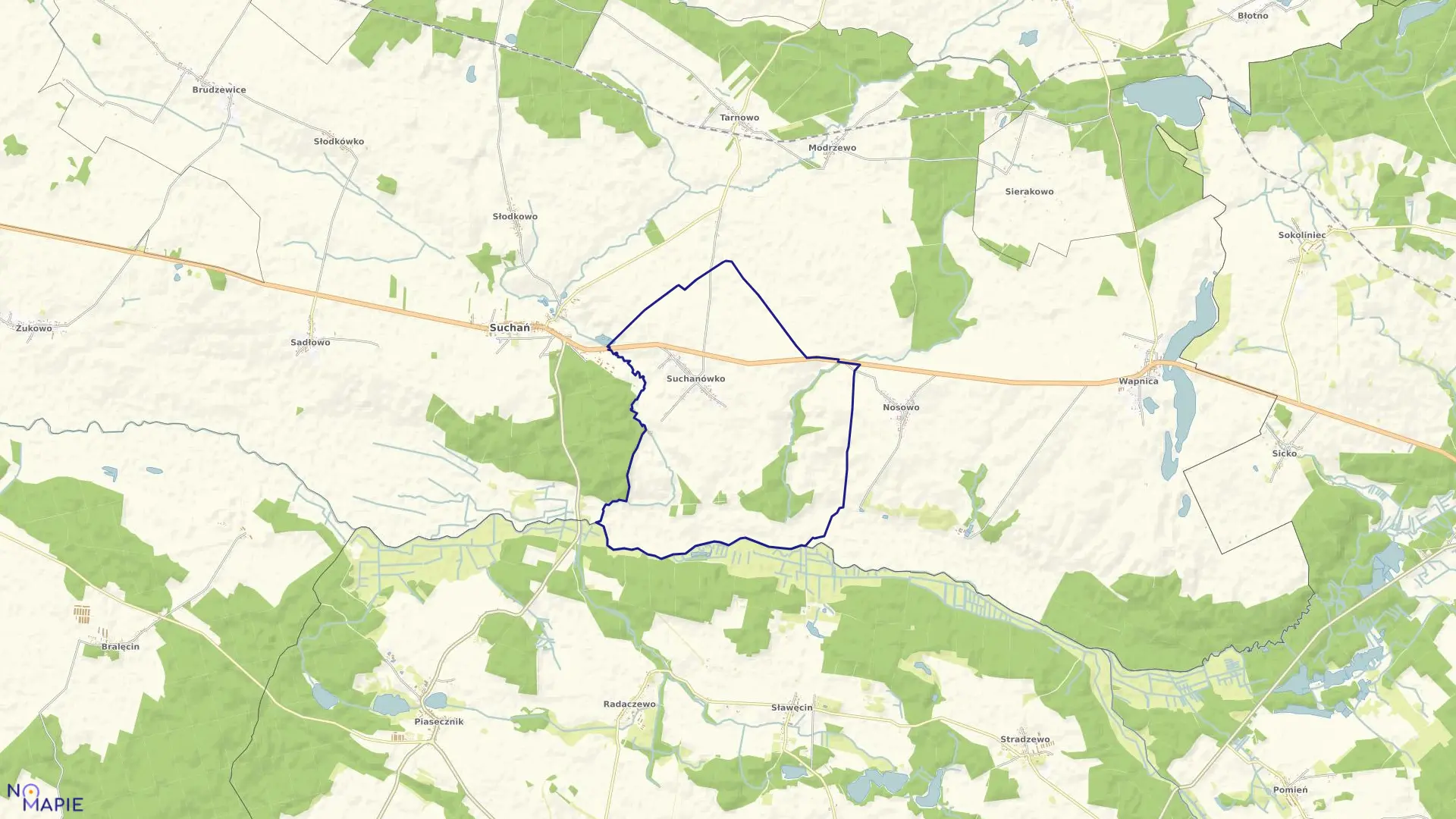 Mapa obrębu Suchanówko w gminie Suchań